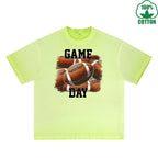 Game Day Printed Dirty Wash T-Shirt 230G Multicolor Loose Trendy Fashionable 100%Cotton Short Sleeve Top