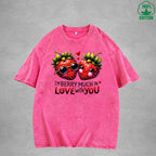 Love With YouInterest Printed Washed T-Shirt 230G Loose Trendy Fashionable 100%Cotton Short Sleeve Top