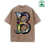 Quirky B World Trendy Loose Fit T-Shirt with Fun Print, 230G Washed, Fashionable Cotton Short Sleeve TopThe Best Gift Choice