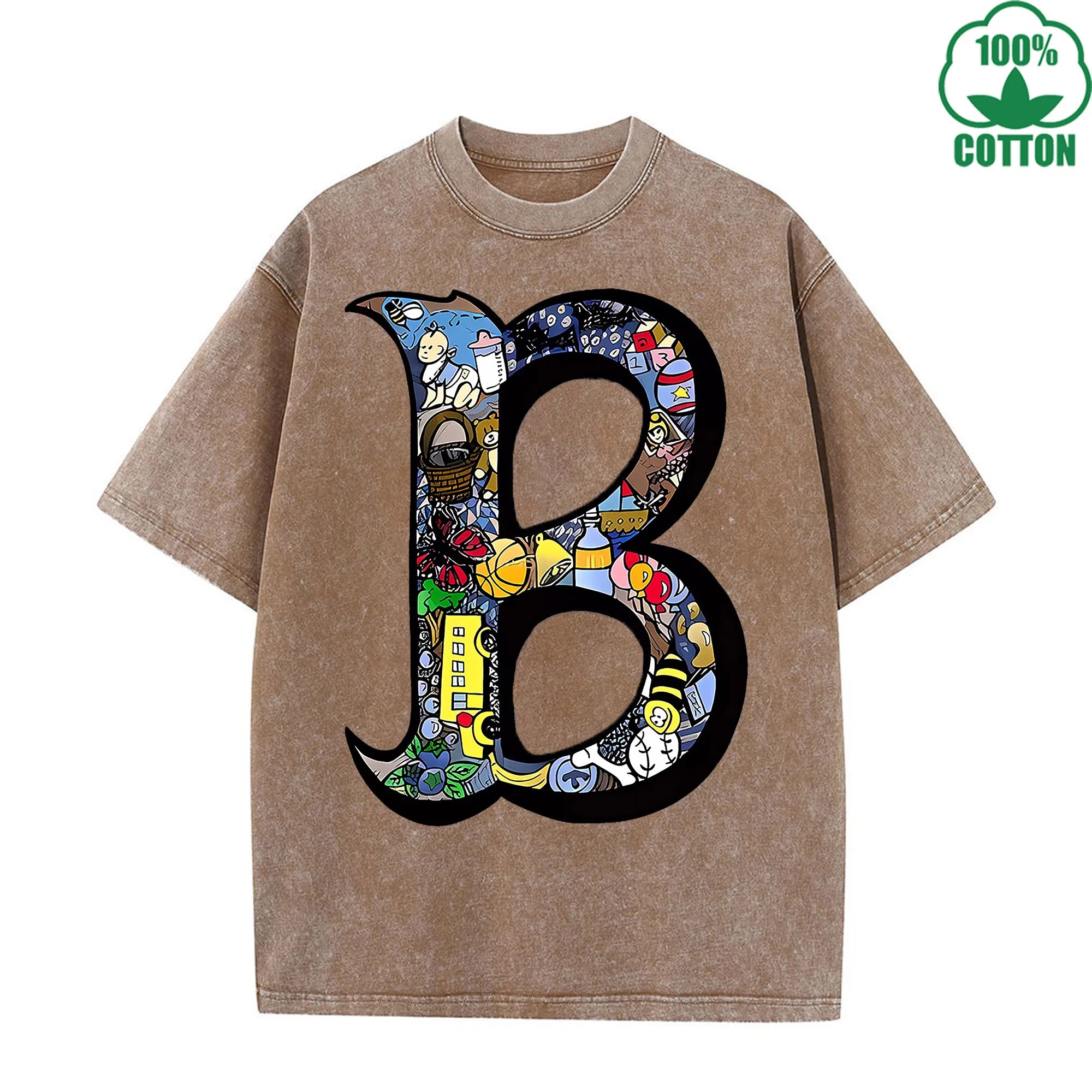 Quirky B World Trendy Loose Fit T-Shirt with Fun Print, 230G Washed, Fashionable Cotton Short Sleeve TopThe Best Gift Choice