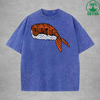 Cute SushiInterest Printed Washed T-Shirt 230G Multicolor Loose Trendy Fashionable 100%Cotton Short Sleeve Top