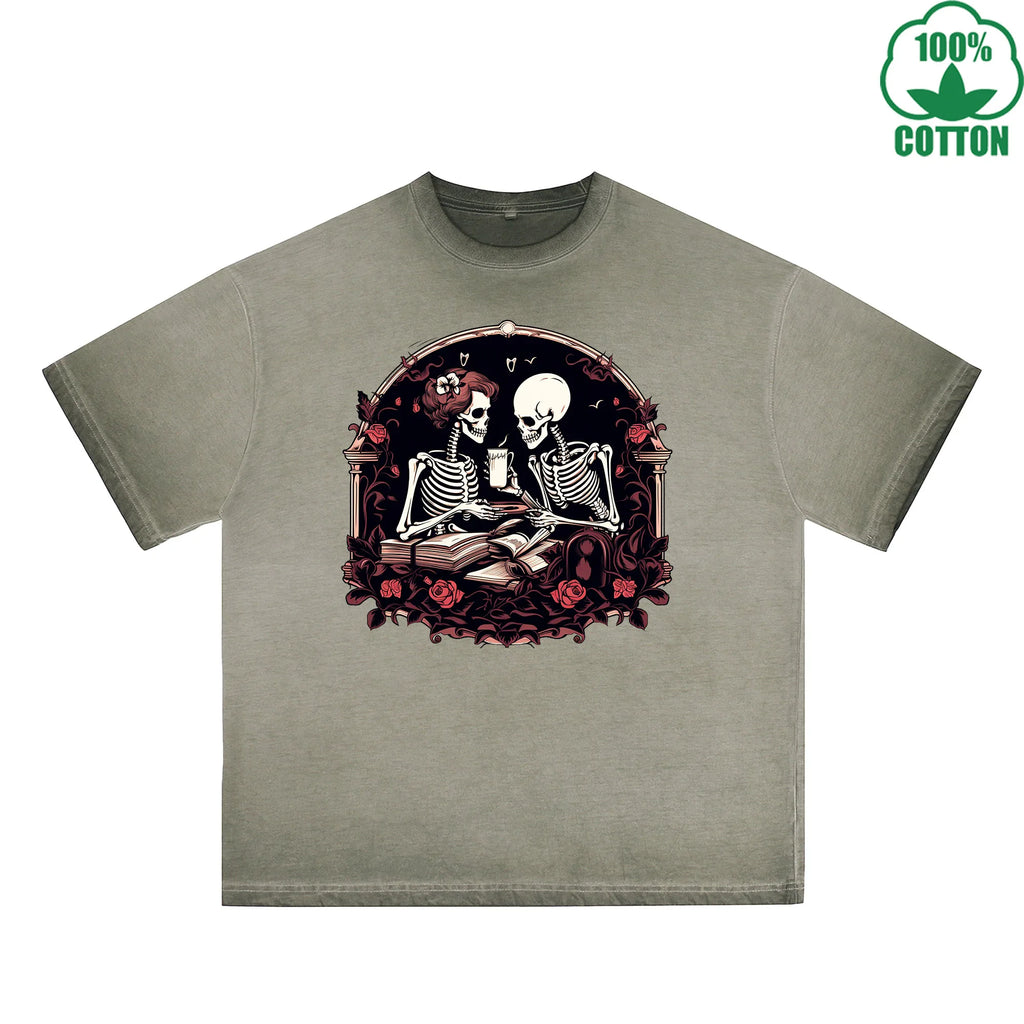 Love Printed Dirty Wash T-Shirt 230G Multicolor Loose Trendy Fashionable 100%Cotton Short Sleeve Top