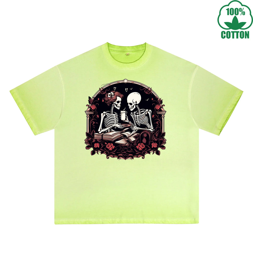 Love Printed Dirty Wash T-Shirt 230G Multicolor Loose Trendy Fashionable 100%Cotton Short Sleeve Top