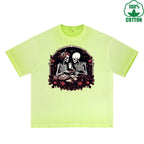 Love Printed Dirty Wash T-Shirt 230G Multicolor Loose Trendy Fashionable 100%Cotton Short Sleeve Top