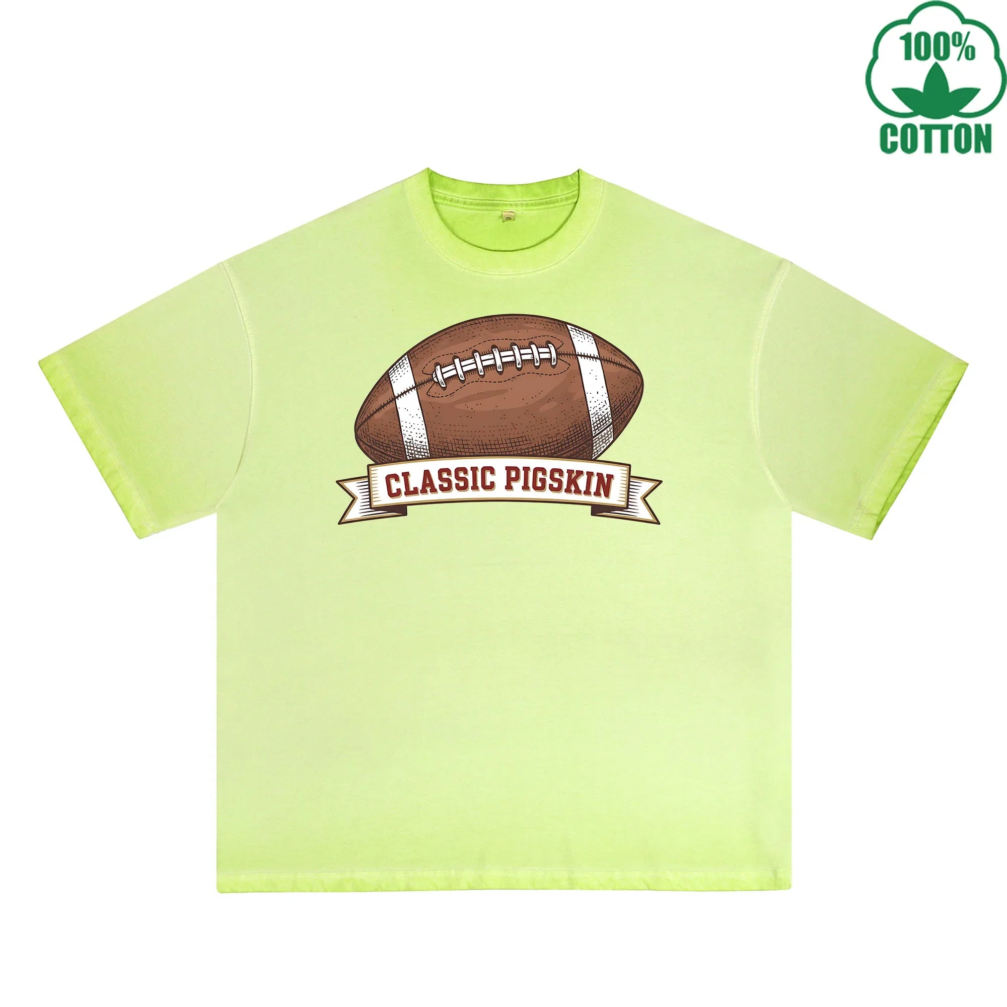 CLASSIC PIGSKIN Printed Dirty Wash T-Shirt 230G Multicolor Loose Trendy Fashionable 100%Cotton Short Sleeve Top