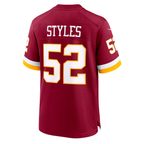Sonny Styles Commanders #52 Burgundy 2026 Draft Game Stitched Football Jersey