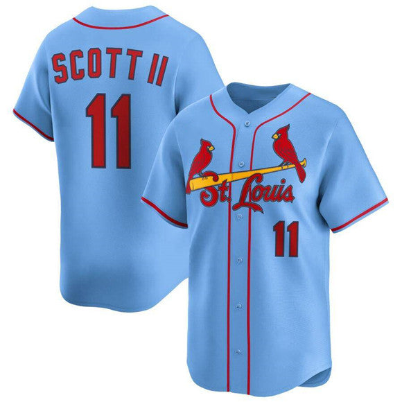 St. Louis Cardinals #11 Victor Scott II Light Blue Alternate Limited Stitched Baseball Jersey