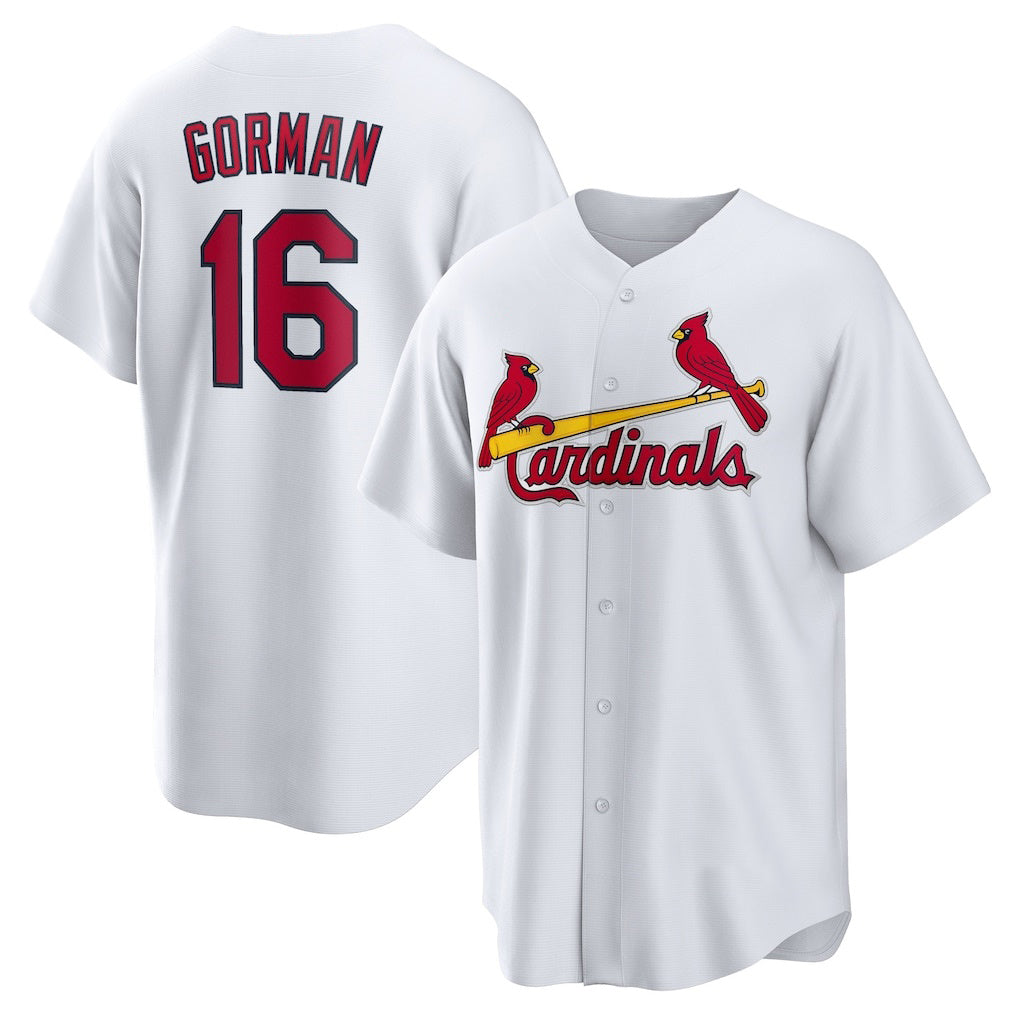 St. Louis Cardinals #16 Nolan Gorman White Home Replica Baseball Jersey