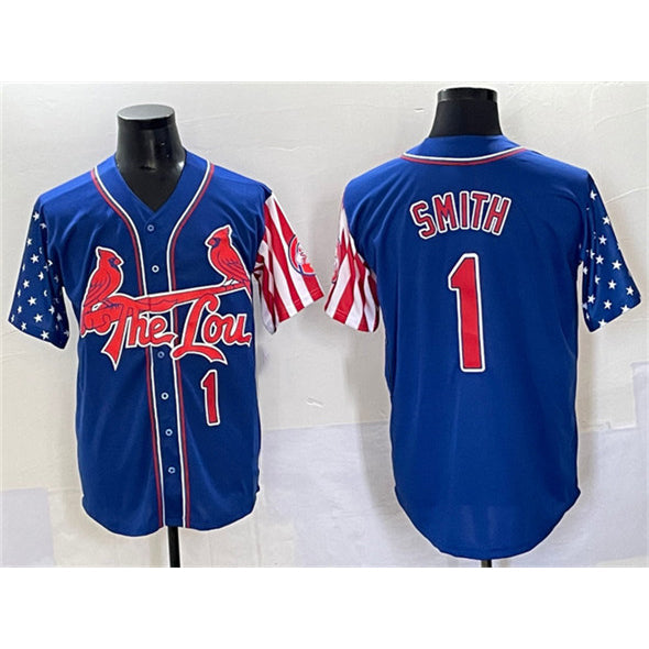 St. Louis Cardinals #1 Ozzie Smith Royal Independence Day Vapor Premier Limited Stitched Baseball Jersey