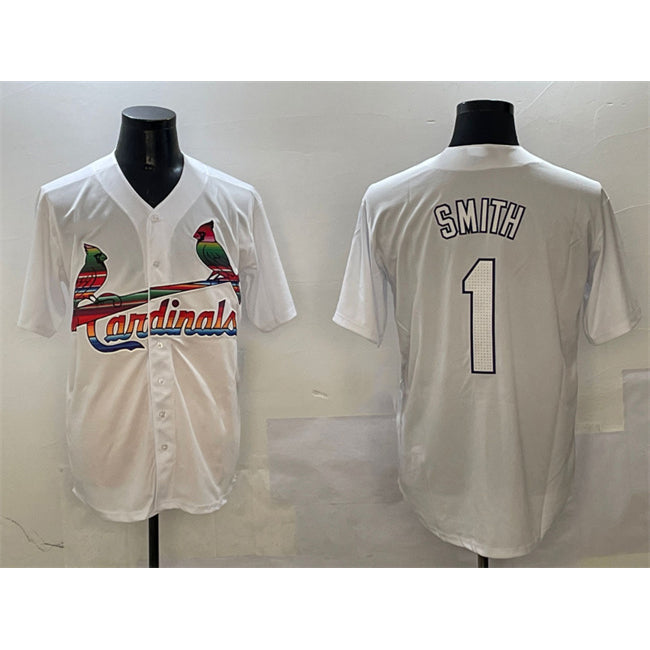 St. Louis Cardinals #1 Ozzie Smith White Cool Base Stitched Baseball Jersey