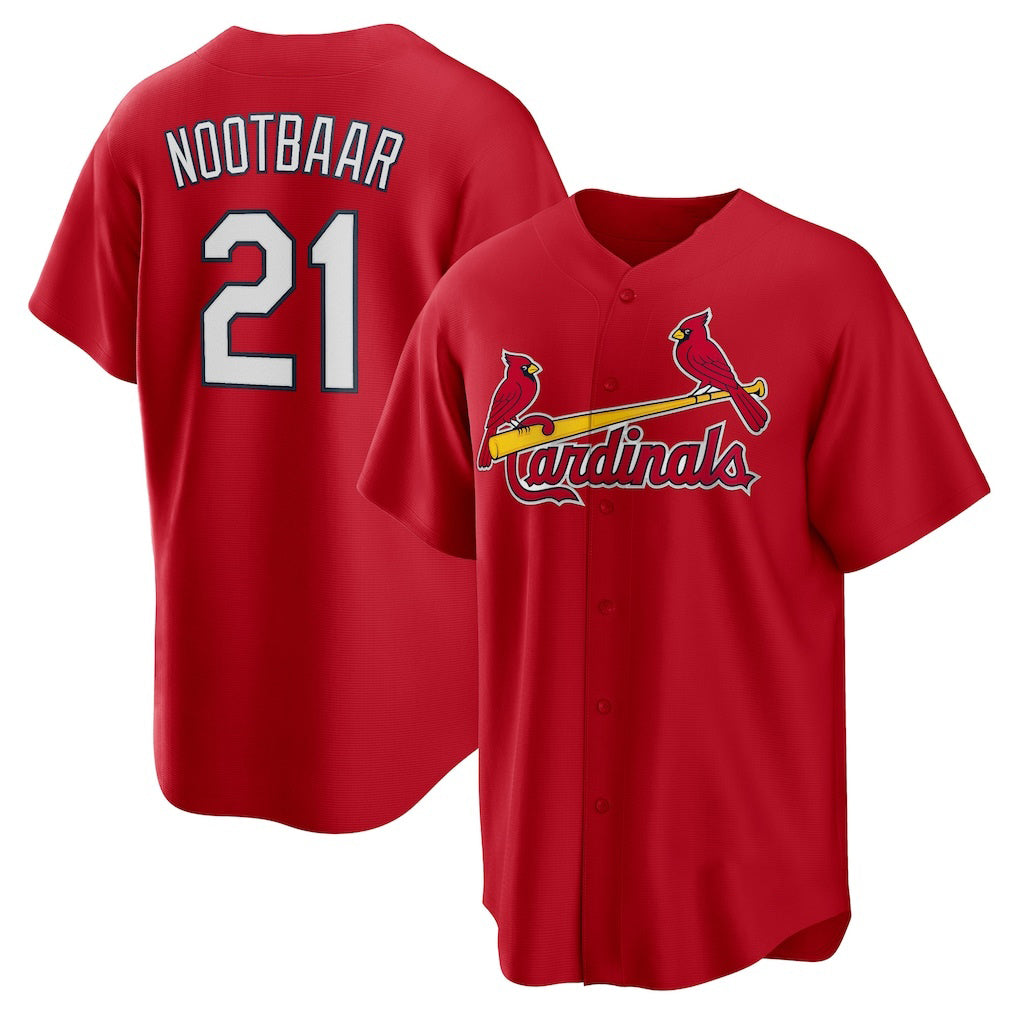 St. Louis Cardinals #21 Lars Nootbaar Red Big & Tall Alternate Replica Player Baseball Jersey