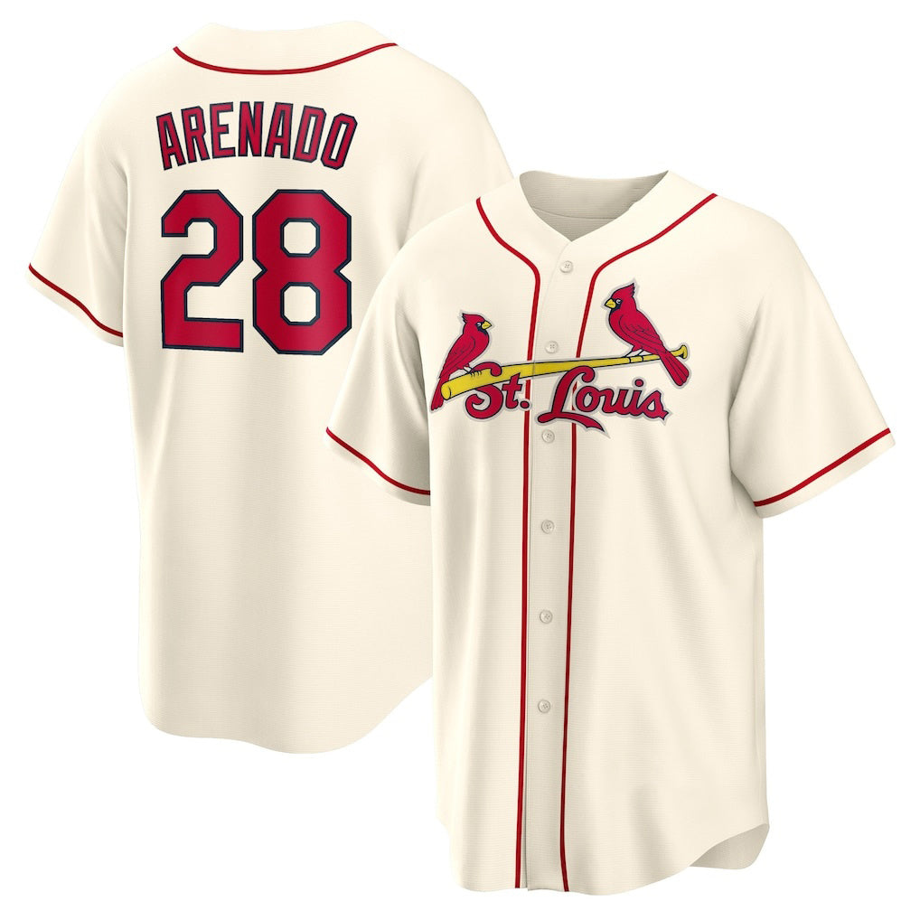 St. Louis Cardinals #28 Nolan Arenado Cream Alternate 2 Replica Baseball Jersey