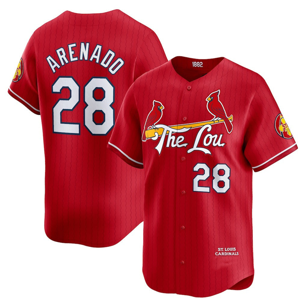St. Louis Cardinals #28 Nolan Arenado Red 2024 City Connect Limited Player Baseball Jersey