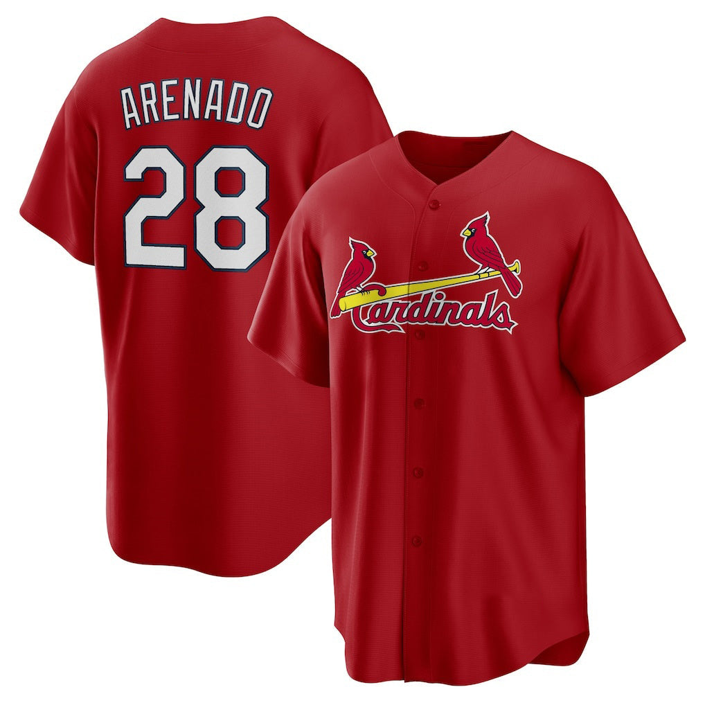 St. Louis Cardinals #28 Nolan Arenado Red Alternate Official Replica Player Baseball Jersey
