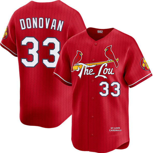 St. Louis Cardinals #33 Brendan Donovan Red 2024 City Connect Limited Stitched Baseball Jersey