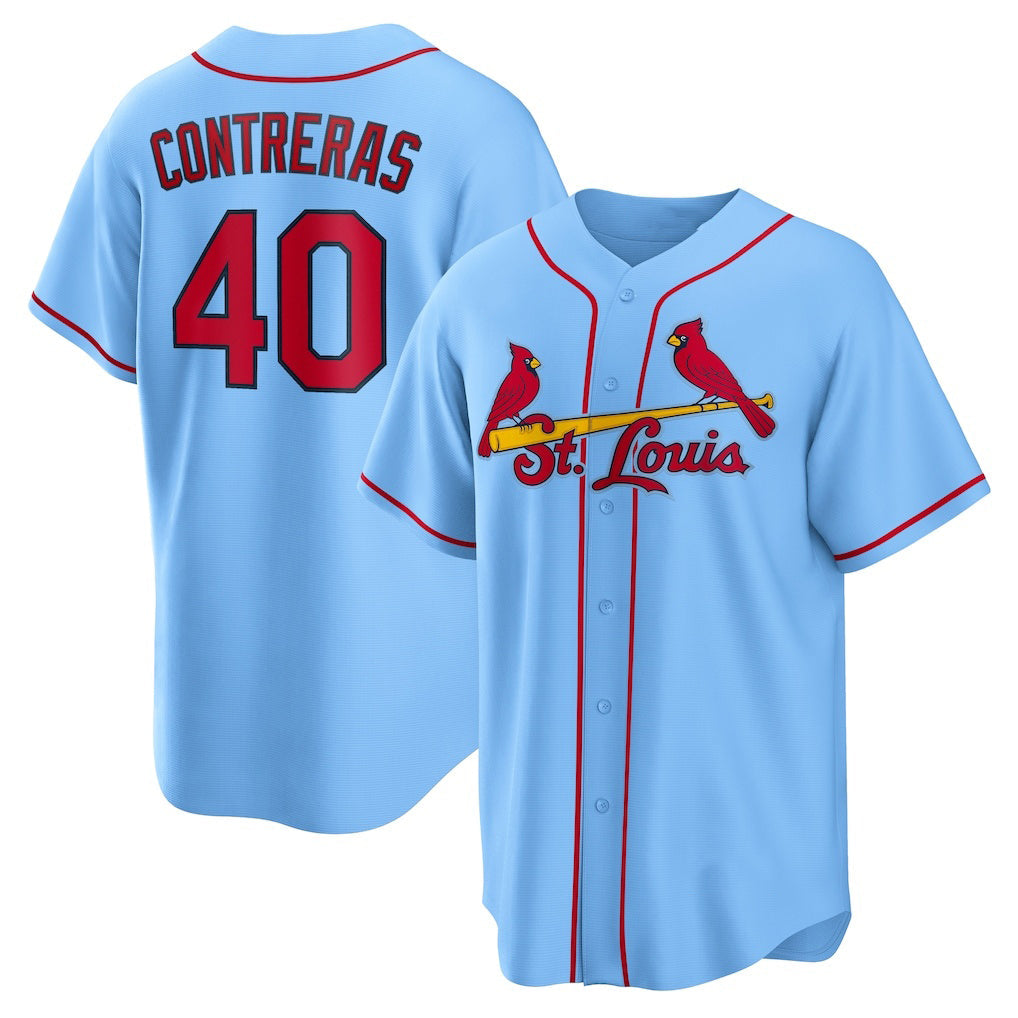 St. Louis Cardinals #40 Willson Contreras Light Blue Alternate Replica Baseball Jersey