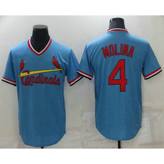 St. Louis Cardinals #4 Yadier Molina Light Blue Pullover Cooperstown Collection Stitched Baseball Jersey