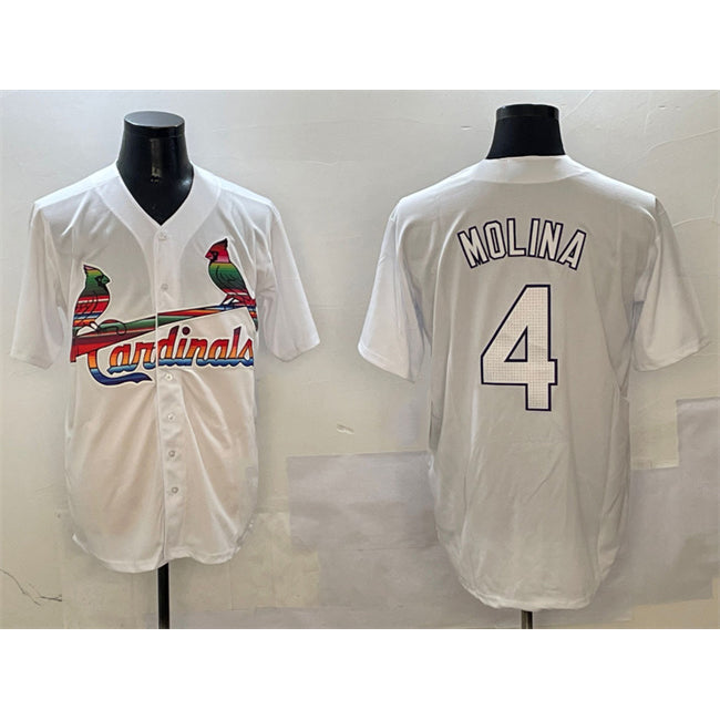 St. Louis Cardinals #4 Yadier Molina White Cool Base Stitched Baseball Jersey