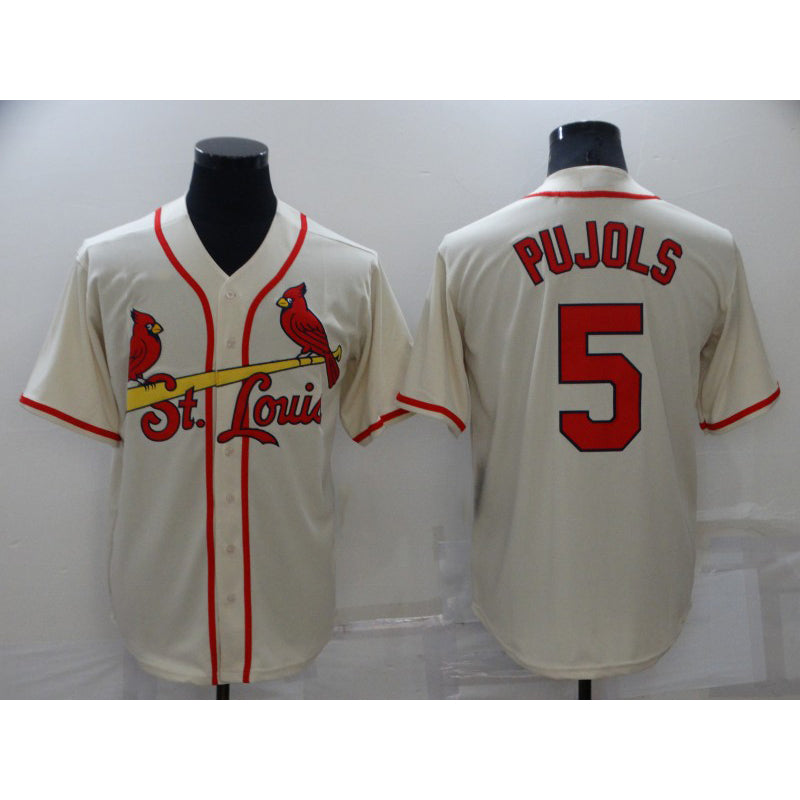 St. Louis Cardinals #5 Albert Pujols Cream Stitched Cool Baseball Jersey