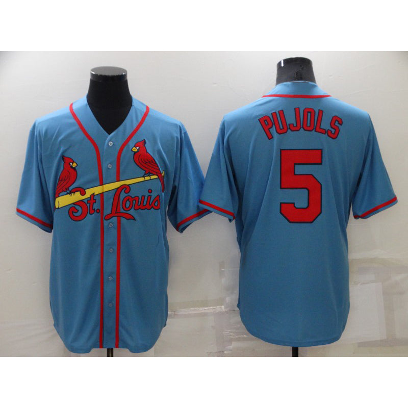 St. Louis Cardinals #5 Albert Pujols Light Blue Stitched Cool Baseball Jersey