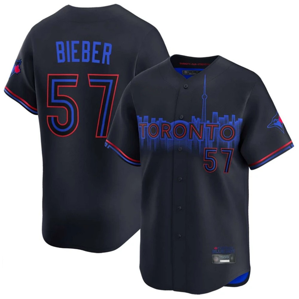 Toronto Blue Jays #57 Shane Bieber Black City Connect Limited  Baseball Stitched Jersey