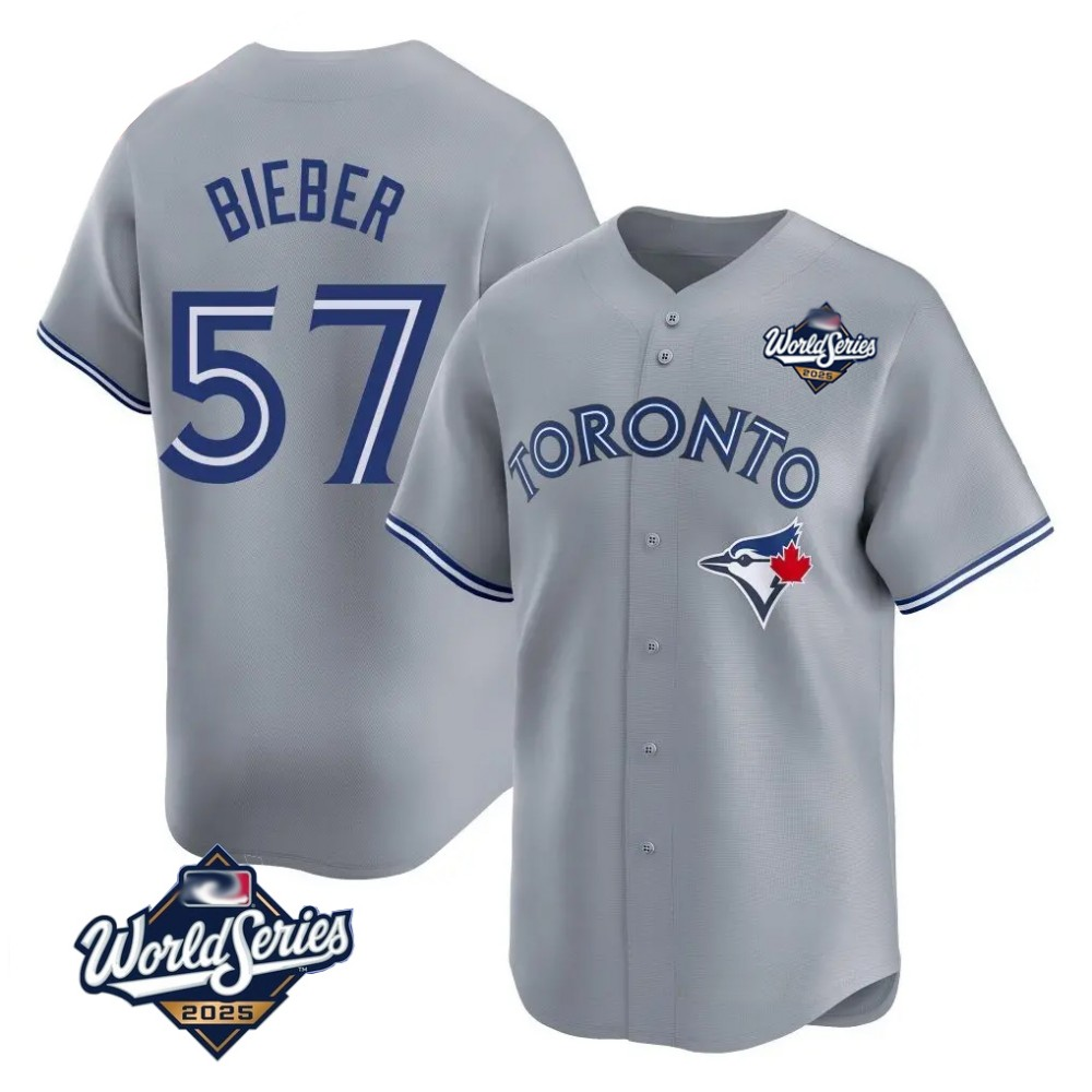 Toronto Blue Jays #57 Shane Bieber Gray 2025 World Series Baseball Stitched Jersey