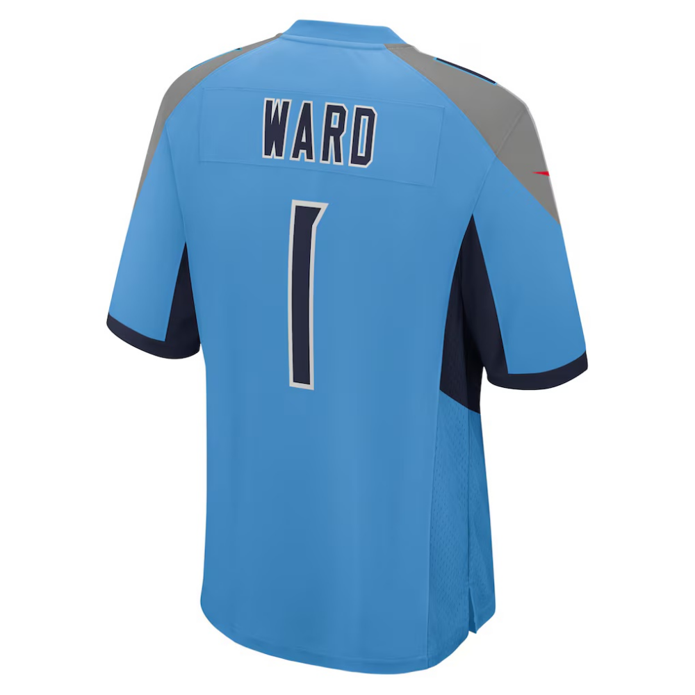 T.Titans #1 Cameron Ward Light Blue 2025 Draft First Round Pick Game Jersey