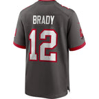 TB.Buccaneers #12 Tom Brady Alternate - Game Stitched Football Jersey - Pewter