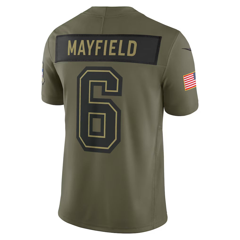 TB.Buccaneers #6 Baker Mayfield Olive 2025 Salute to Service Limited Jersey