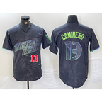 Tampa Bay Rays #13 Junior Caminero Number Charcoal 2024 City Connect Limited Stitched Baseball Jersey