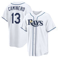 Tampa Bay Rays #13 Junior Caminero White Home Replica Baseball Jersey