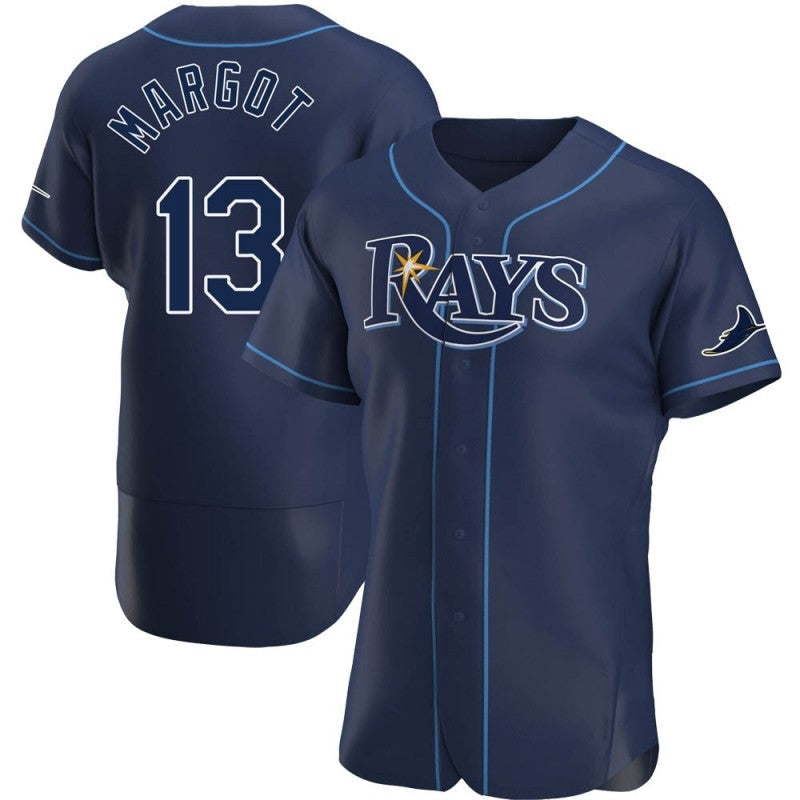 Tampa Bay Rays #13 Manuel Margot Navy Alternate Baseball Jersey