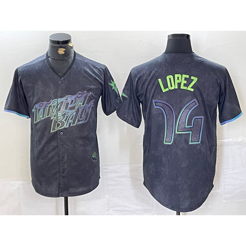 Tampa Bay Rays #14 Jacob Lopez Charcoal 2024 City Connect Limited Cool Baseball Jersey