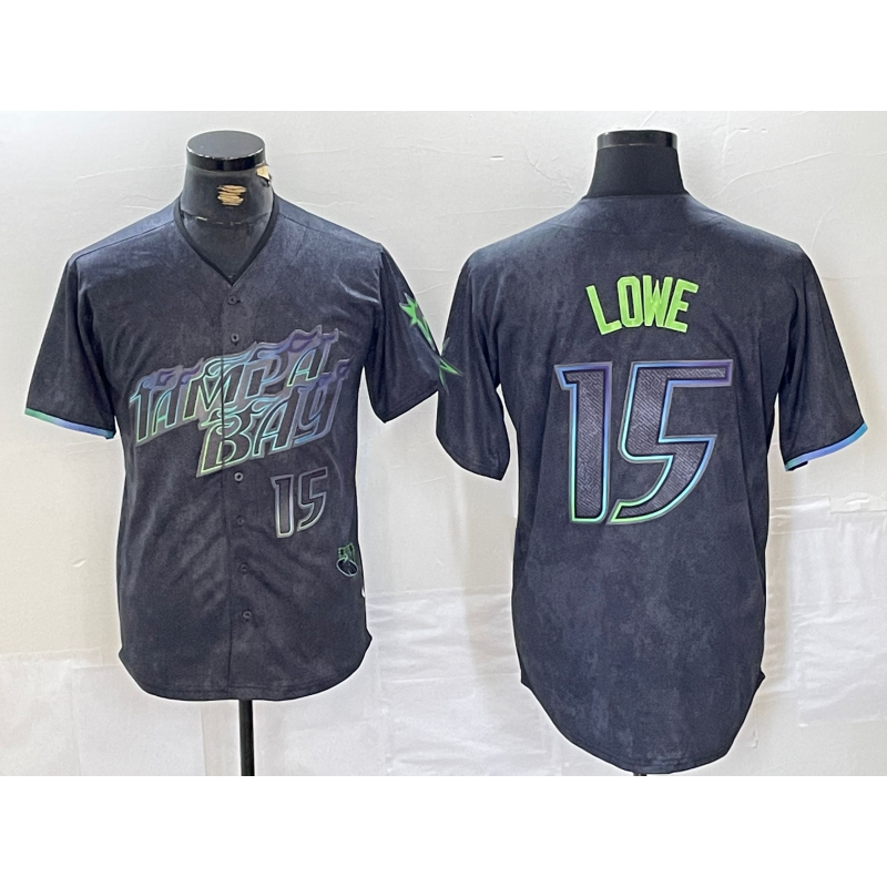 Tampa Bay Rays #15 Josh Lowe Number Charcoal 2024 City Connect Limited Stitched Baseball Jersey