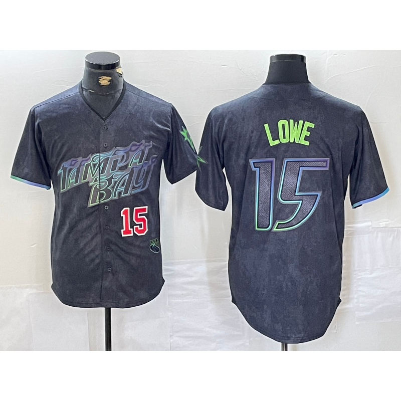 Tampa Bay Rays #15 Josh Lowe Number Charcoal 2024 City Connect Limited Stitched Baseball Jersey