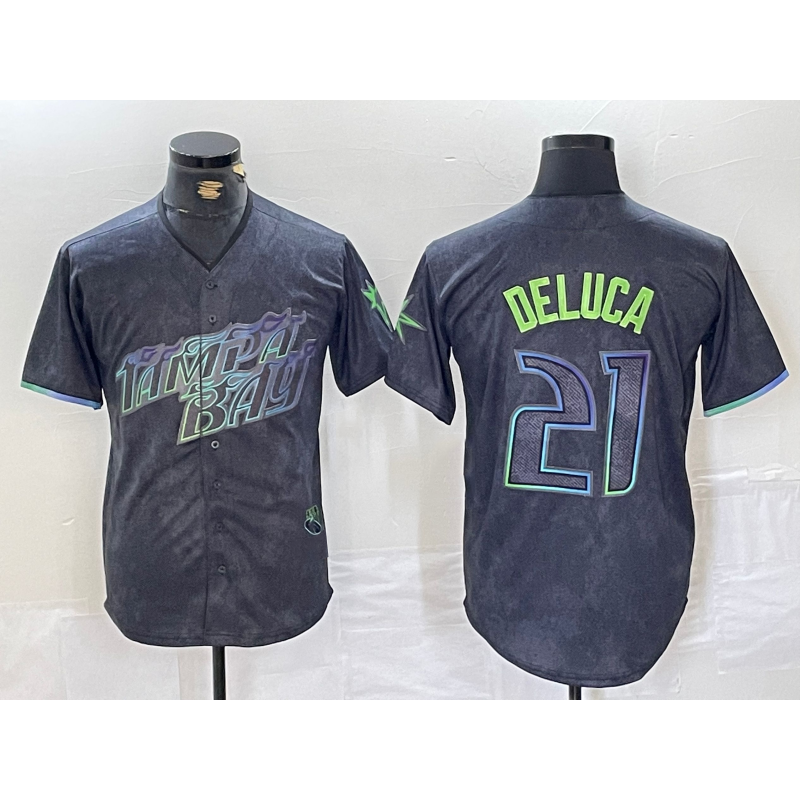 Tampa Bay Rays #21 Jonny DeLuca Charcoal 2024 City Connect Limited Stitched Baseball Jersey