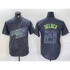Tampa Bay Rays #21 Jonny DeLuca Charcoal 2024 City Connect Limited Stitched Baseball Jersey