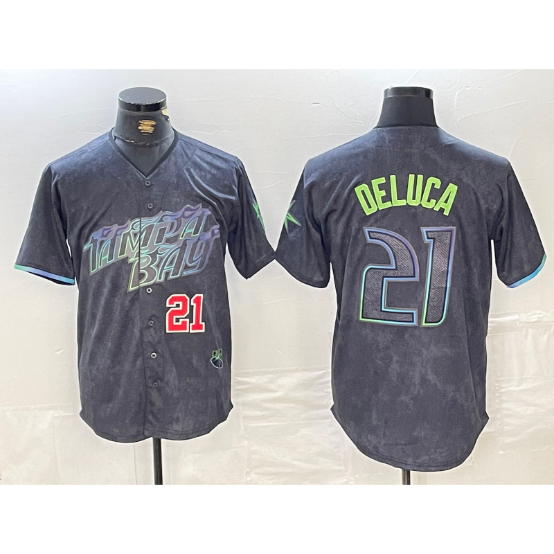 Tampa Bay Rays #21 Jonny DeLuca Number Charcoal 2024 City Connect Limited Stitched Baseball Jersey