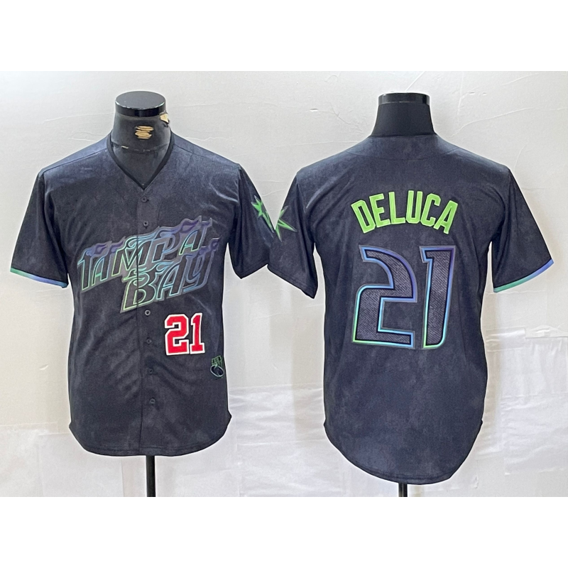 Tampa Bay Rays #21 Jonny DeLuca Number Charcoal 2024 City Connect Limited Stitched Baseball Jersey