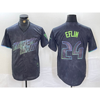 Tampa Bay Rays #24 Zach Eflin Charcoal 2024 City Connect Limited Cool Baseball Jersey