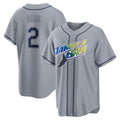 Tampa Bay Rays #2 Yandy D¡§aaz Gray Road Stadium Baseball Jersey