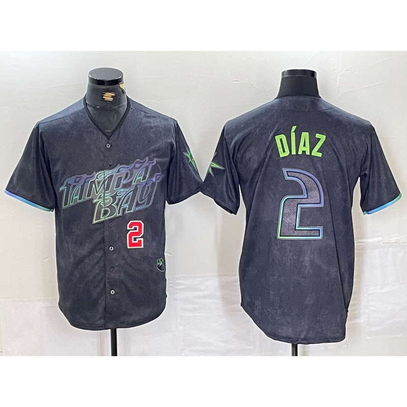 Tampa Bay Rays #2 Yandy Diaz Number Charcoal 2024 City Connect Limited Stitched Baseball Jersey
