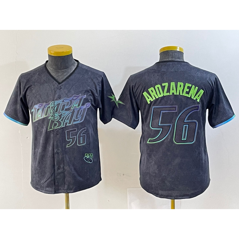 Tampa Bay Rays #56 Randy Arozarena Number Charcoal 2024 City Connect Limited Stitched Baseball Jersey