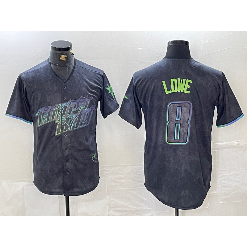 Tampa Bay Rays #8 Brandon Lowe Charcoal 2024 City Connect Limited Cool Baseball Jersey