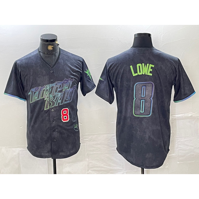 Tampa Bay Rays #8 Brandon Lowe Charcoal 2024 City Connect Player Number Limited Cool Baseball Jersey
