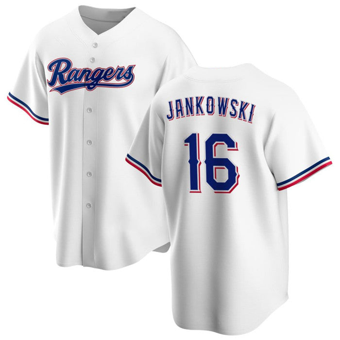 Texas Rangers #16 Travis Jankowski White Cool Base Stitched Baseball Jersey