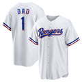 Texas Rangers  #1 Dad Home White Replica Baseball Jersey