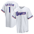 Texas Rangers  #1 Groom Home White Replica Baseball Jersey