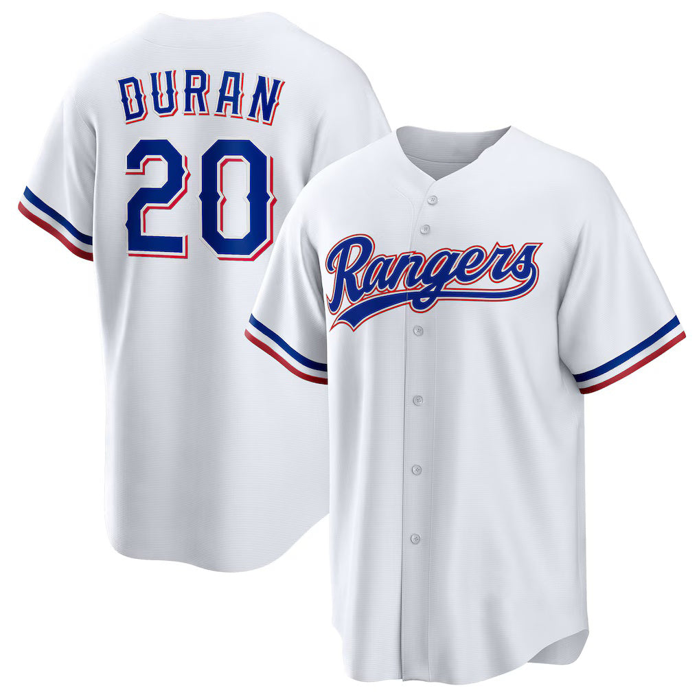 Texas Rangers #20 Ezequiel Duran White Home Replica Baseball Jersey