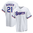 Texas Rangers #21 Jake Burger White Home Replica Baseball Jersey